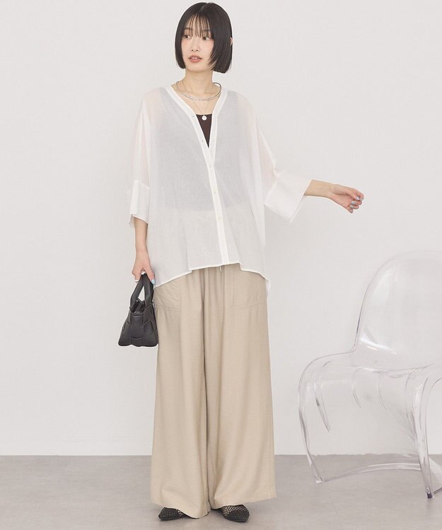 AMERICAN HOLIC Vネックポンチョシャツ Off White