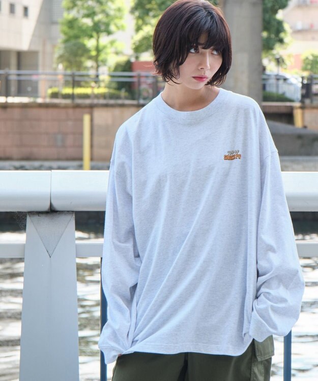 WEGO 【ユニセックス着用ITEM】ボーイズグラフィックBIG　T（LS） ライトグレー