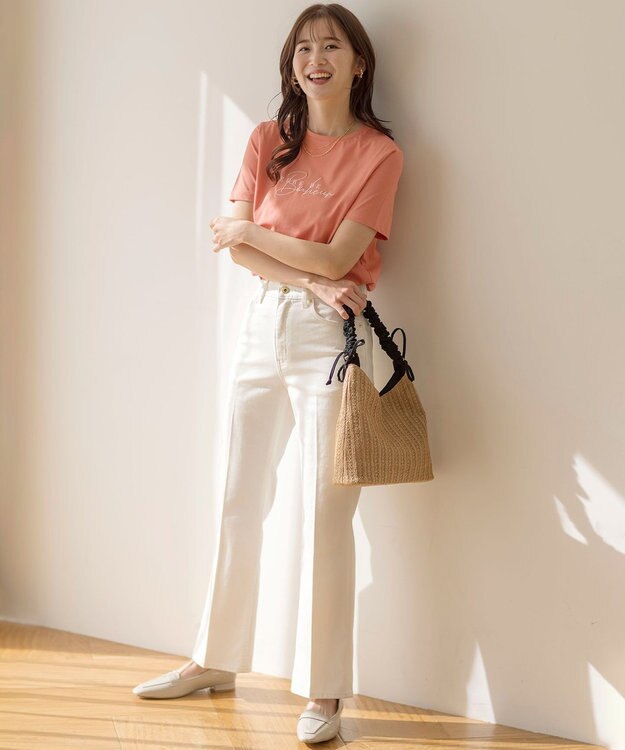 ANY SIS 【美Denimシリーズ】センタープレスセミフレア デニム オフ