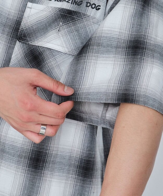 WEGO 【ユニセックス着用ITEM/MLサイズ展開】イラストオンブレチェックシャツ（SS） ホワイトチェック1