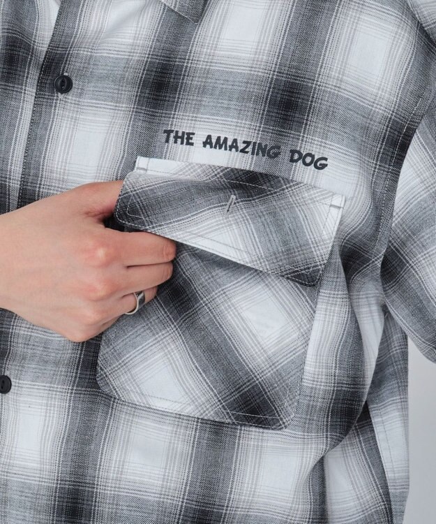 WEGO 【ユニセックス着用ITEM/MLサイズ展開】イラストオンブレチェックシャツ（SS） ホワイトチェック1