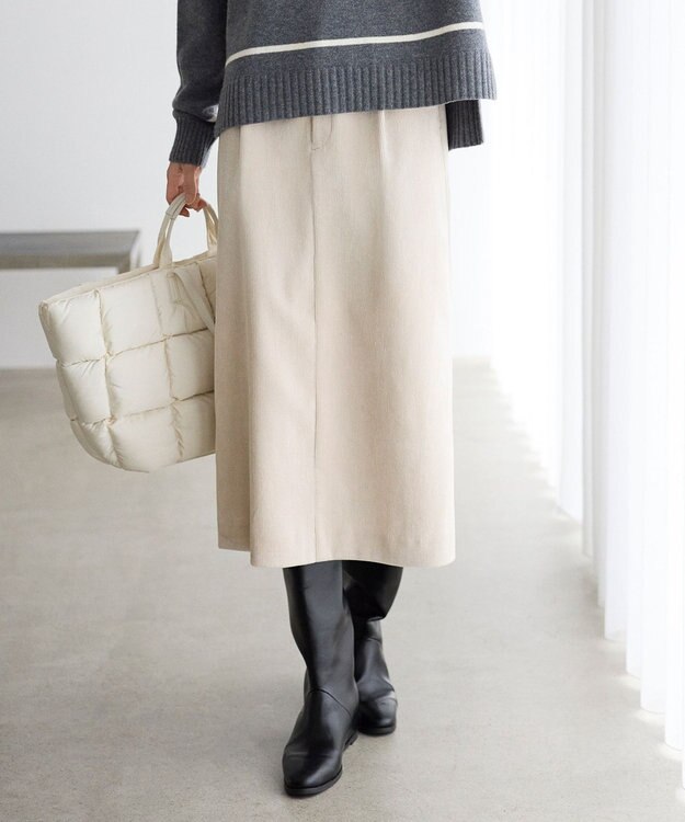 自由区 L 【17号サイズまで展開・SHIHOさん着用】ソフトコーデュロイ スカート オフ