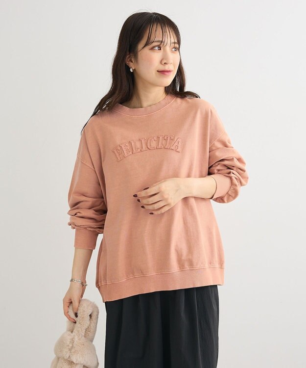 Green Parks ピグメントロゴ刺繍裏毛プルオーバー Pink