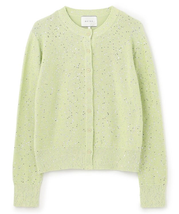 BEIGE， 【洗える】FENNEL / コットンスパンコールカーディガン Sage