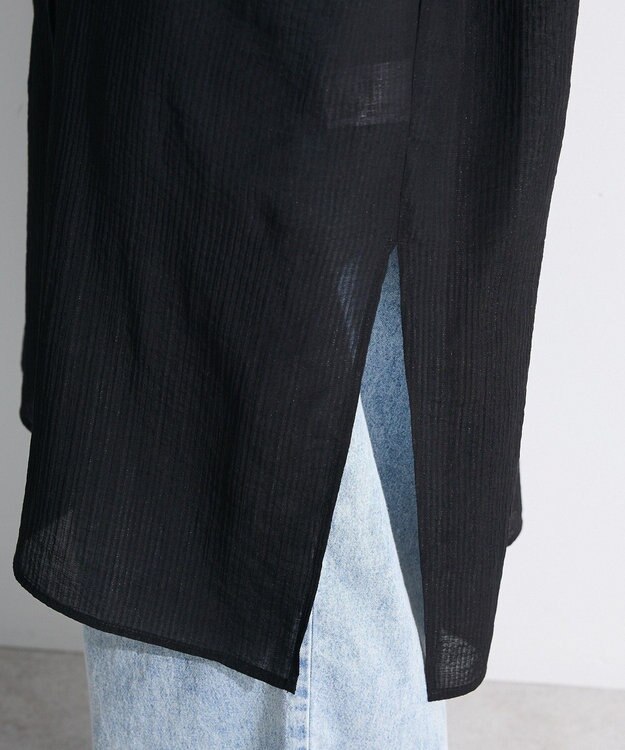 Green Parks 半袖シアーシャツワンピース Off White