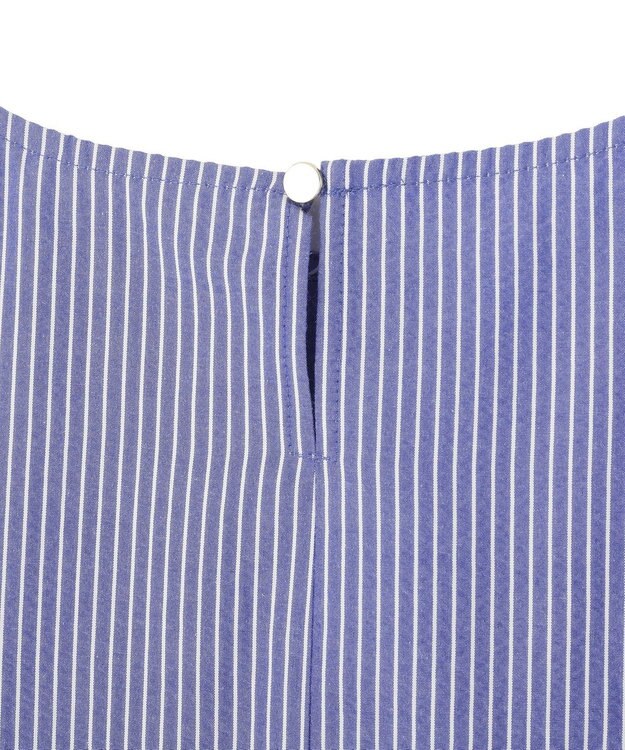 YECCA VECCA パールタックスリーブブラウス Stripe