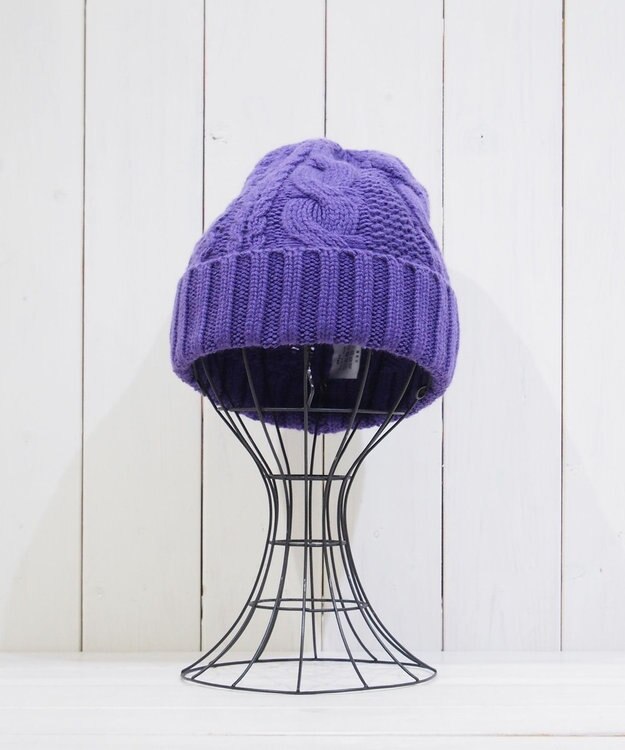 石田製帽 〈新色追加！〉カシミヤニット アラン編みワッチN ニット帽 パープル