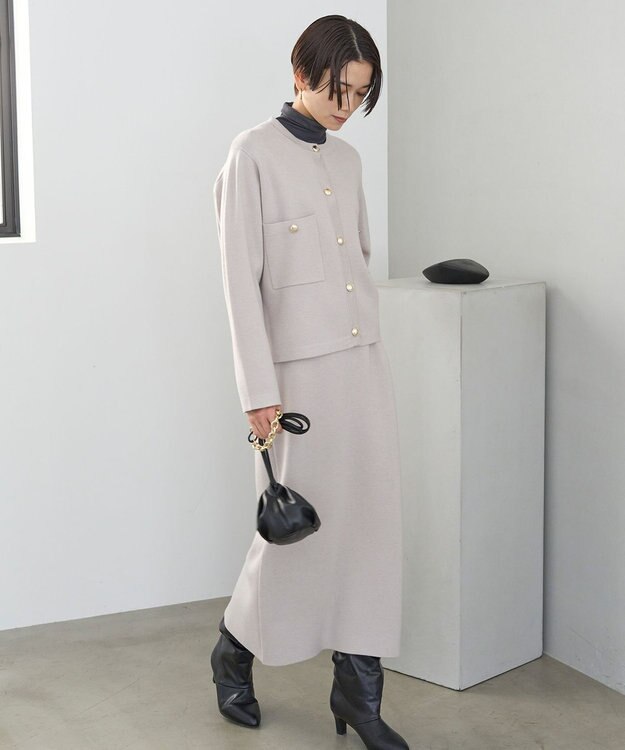 UNFILO 【洗える】ミラノリブスカート グレージュ