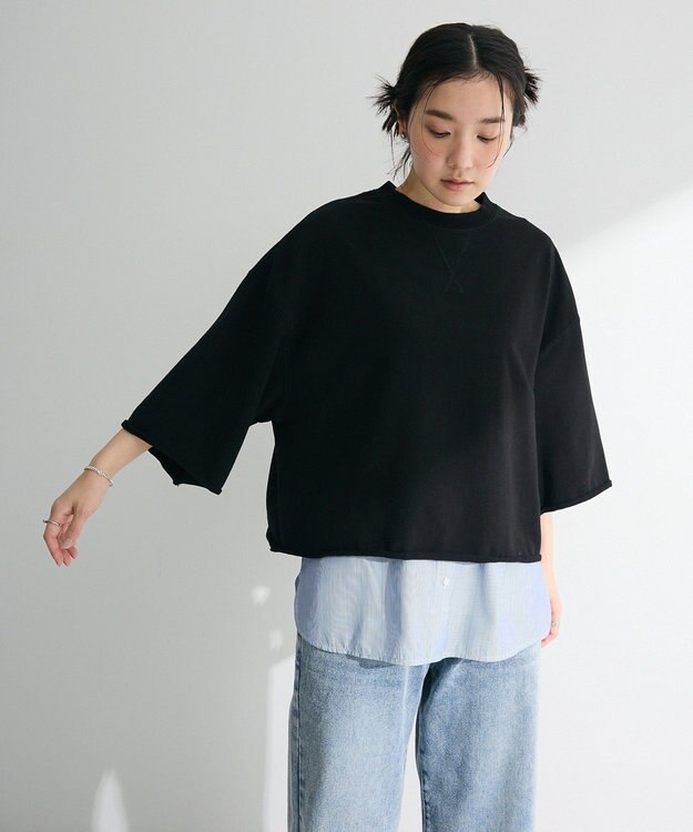 Green Parks ・ＳＵＧＡＲ　ＳＰＯＯＮ　７分袖ウラケスウェット Black