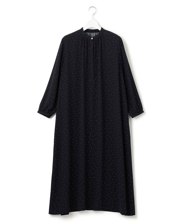 23区 S 【洗える】バックサテンアムンゼン ドットプリント ワンピース ネイビードット