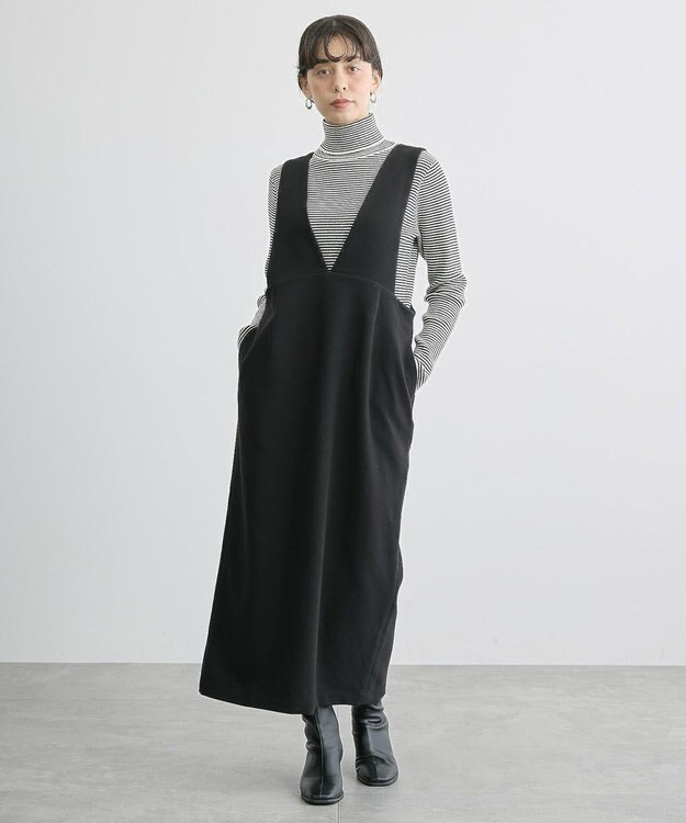 AMERICAN HOLIC イージーケアＶネックワンピース Black