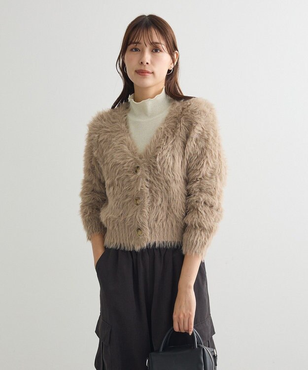 Green Parks ラメリブタートルプルオーバー Light Beige