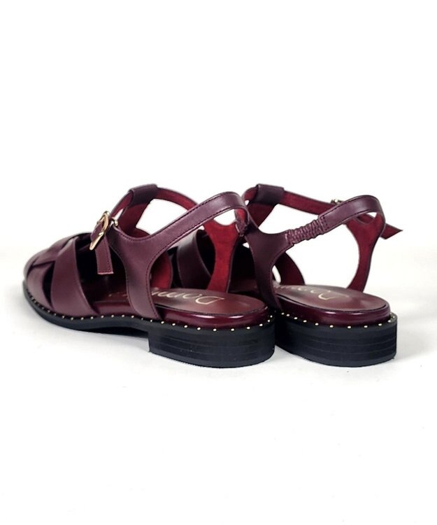Dominic3 スタッズピース レザーケージサンダル ボルドー