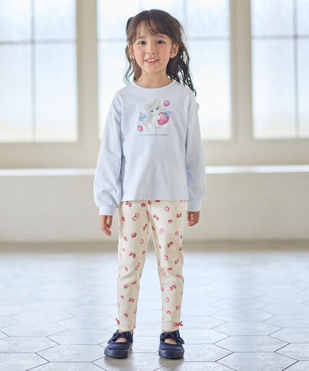 ANY KIDS 【Strawberry Collection】アートプリント 長袖Tシャツ サックスブルー