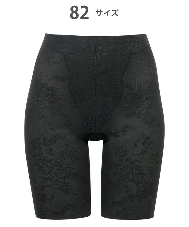 WACOAL ガードル ロング丈 【EverChic】 綿混メッシュ生地(本体) 通気性(本体) ほどよくおなか押さえ フリーカッティング仕様(裾) レディース GRC430 /ワコール ブラック