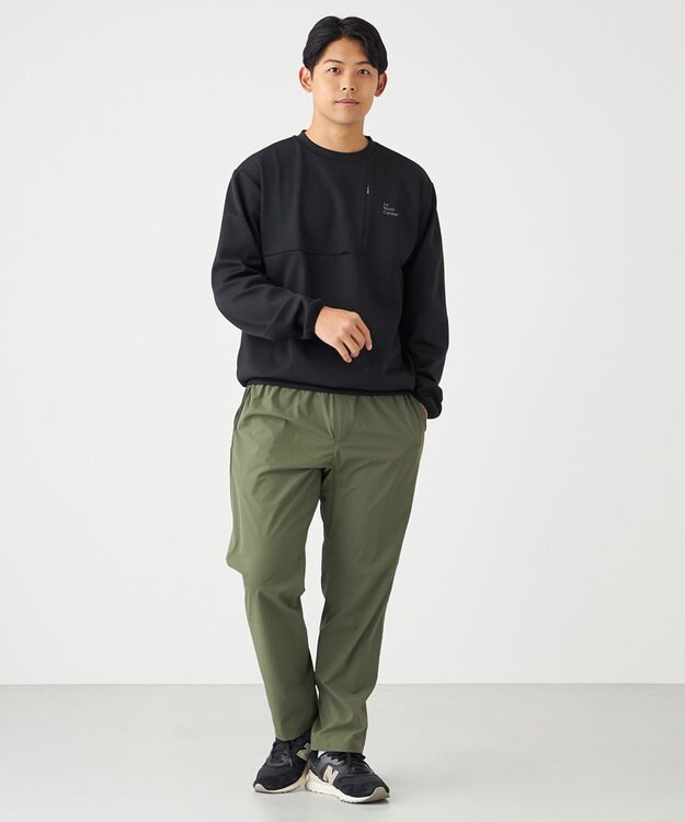 SHARE PARK MENS 【UVカット・吸水速乾・ストレッチ・軽量・アンチピリング 】ダンボールクルーネックスウェット（L・XLサイズ） ブラック系