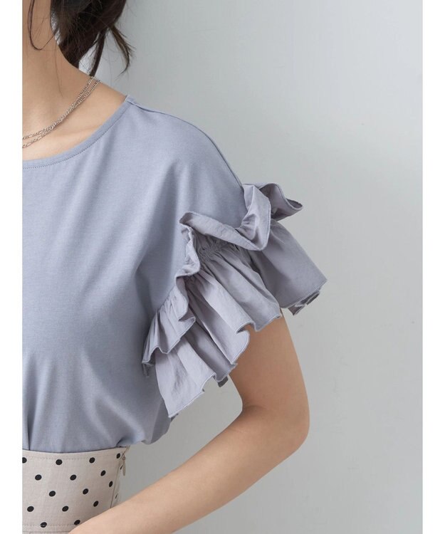 earth music&ecology フリルスリーブカットソー Sax