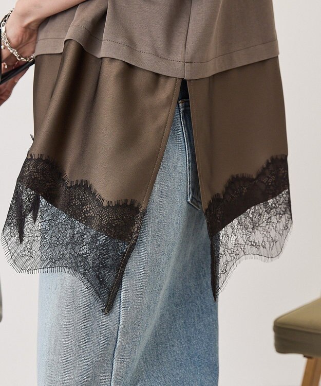 AMERICAN HOLIC レースドッキングＴシャツ Charcoal Gray
