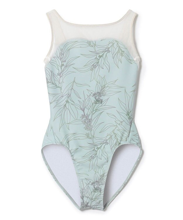 Chacott ノースリーブレオタード アクアグリーンプリント