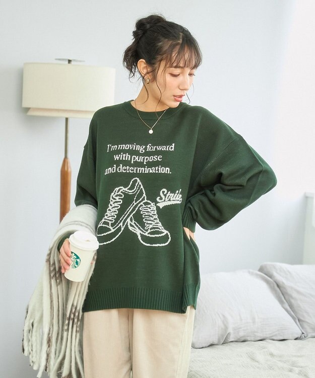 WEGO 【新色追加/ユニセックス着用ITEM/SMLサイズ展開】ジャガードグラフィックプルオーバー（LS） 柄15