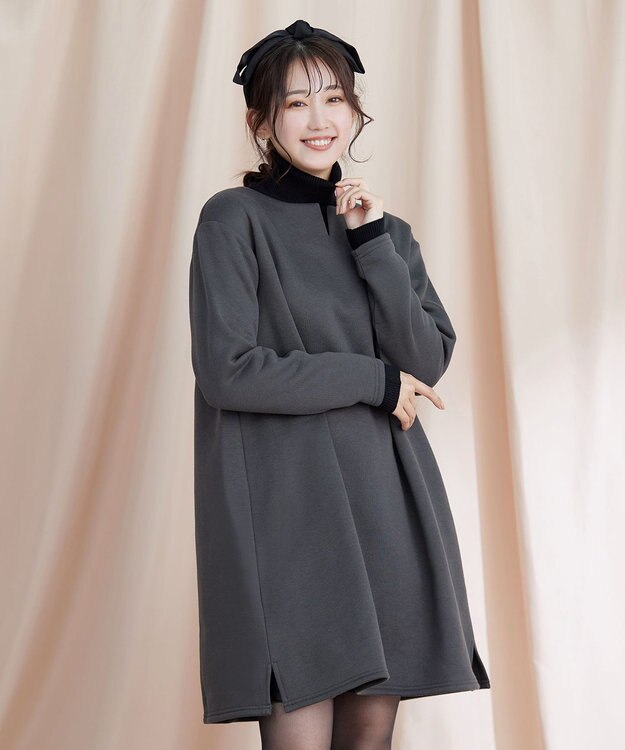 Tiaclasse 【洗える】裏起毛チュニック チャコール