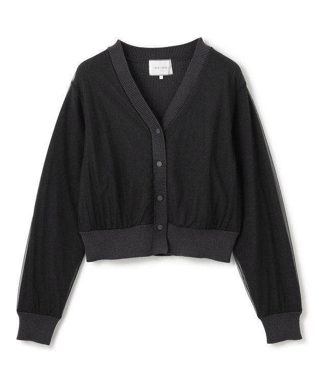 BEIGE， 【洗える・GISELe 4月号掲載】MYRTLE / チュールレイヤードカーディガン Slate