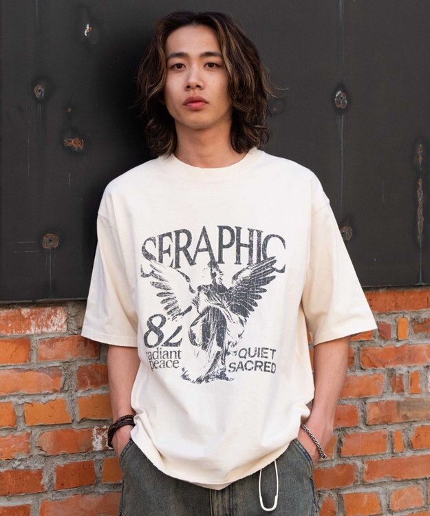 WEGO 【ユニセックス着用ITEM/MLサイズ展開】ブリーチヴィンテージグラフィックT（SS） オフホワイト