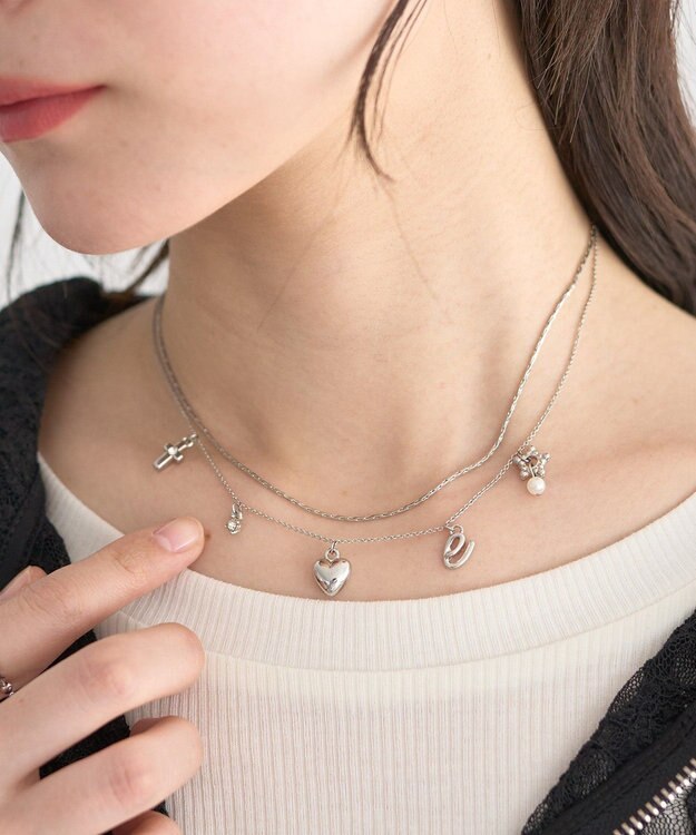 earth music&ecology レター２連ネックレス Silver