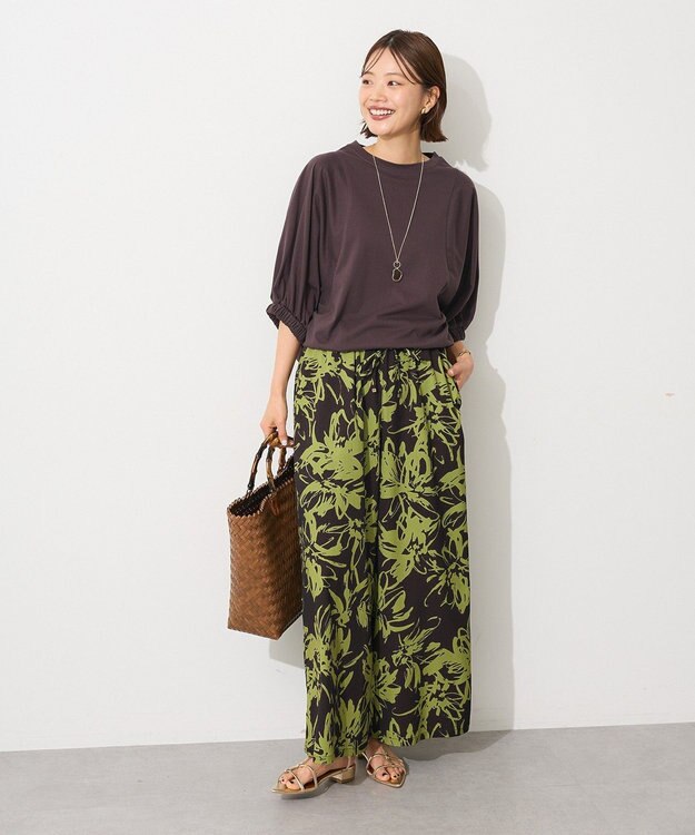 CRAFT STANDARD BOUTIQUE 接触冷感/UVカット スクエアボリュームスリーブプルオーバー Brown