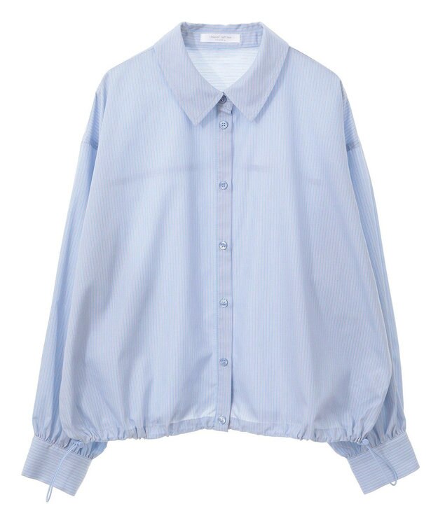 Green Parks イージーケア裾ドロストシャツ Sax