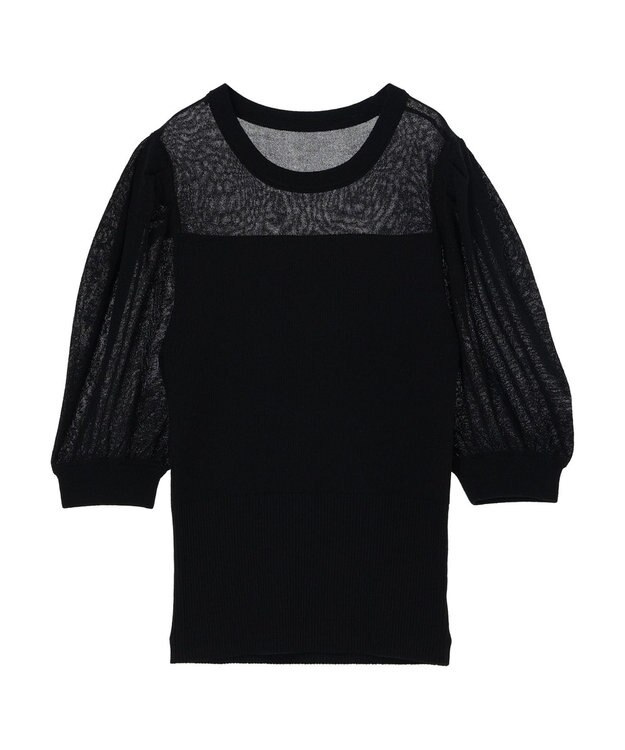 earth music&ecology シアーパワショルニットプルオーバー Black