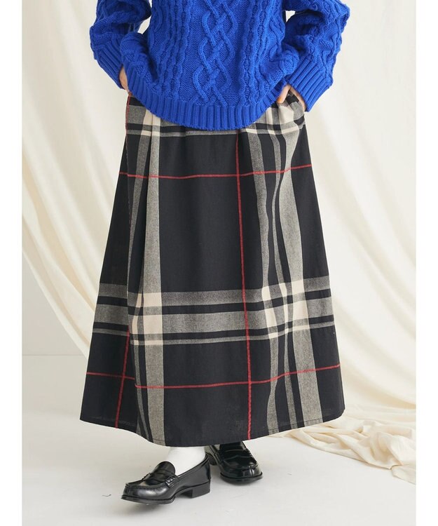 CRAFT STANDARD BOUTIQUE 先染めチェック（大）スカート Black