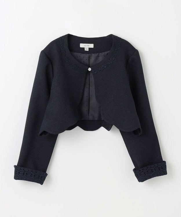 ANY KIDS 裾スカラップノーカラージャケット ネイビー