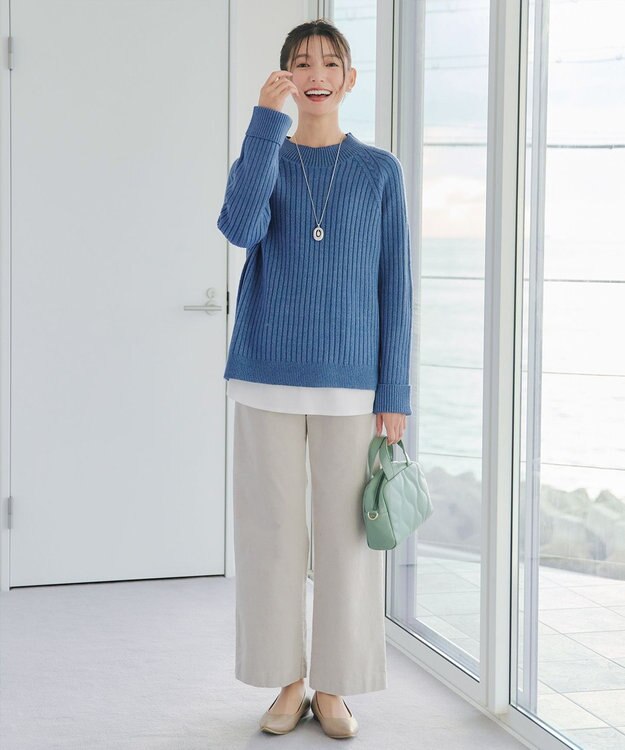 Tiaclasse メランジケーブルラグラントップス ブルー