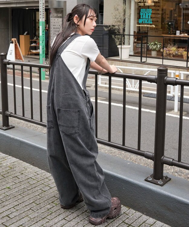 WEGO 【ユニセックス着用/SMサイズ展開】デニムオーバーオール デニムブラックソノタ