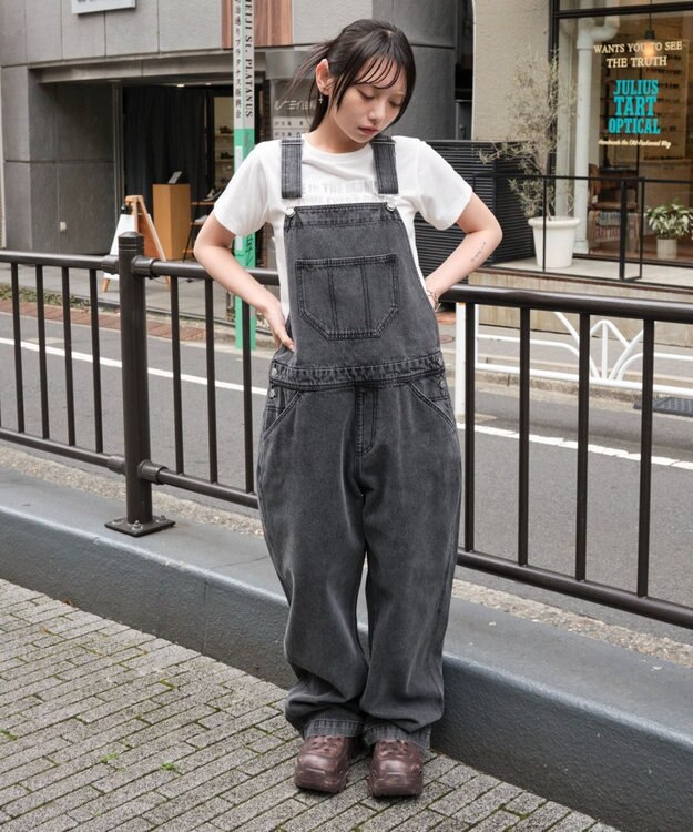 WEGO 【ユニセックス着用/SMサイズ展開】デニムオーバーオール デニムブラックソノタ