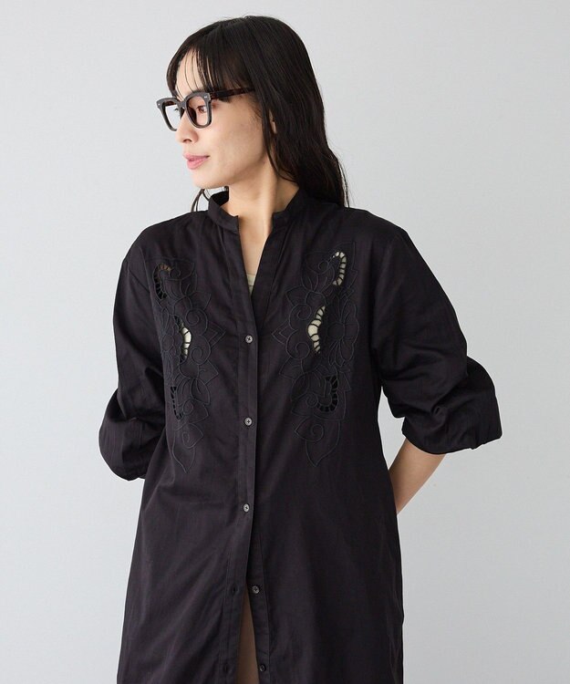 CRAFT STANDARD BOUTIQUE インド製 カットワークシシュウワンピース Black