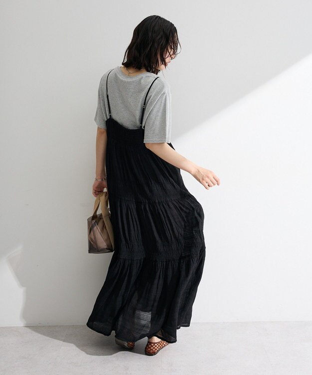 Green Parks シャーリングティアードキャミワンピース Black