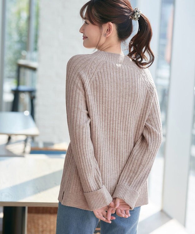 Tiaclasse メランジケーブルラグラントップス グレージュ