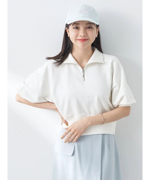 earth music&ecology ハーフジップショートプルオーバー Off White