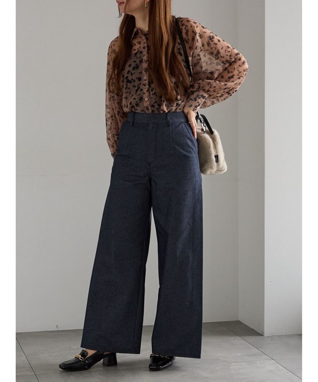 Te chichi シアーフラワーボリュームスリーブブラウス ベージュ