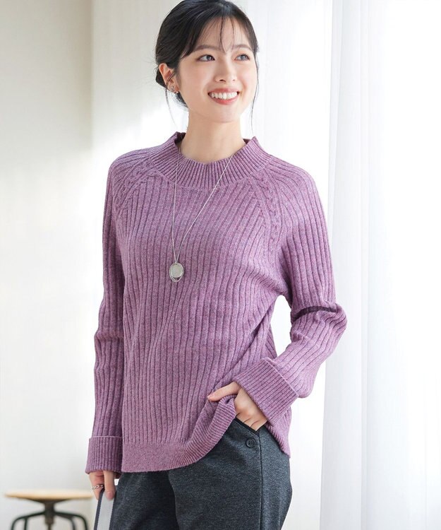 Tiaclasse メランジケーブルラグラントップス パープル