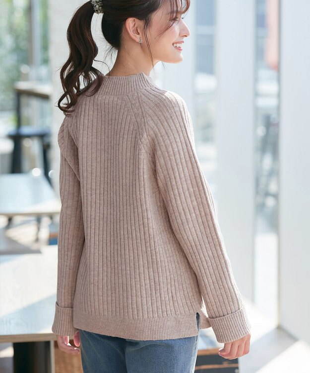 Tiaclasse メランジケーブルラグラントップス グレージュ