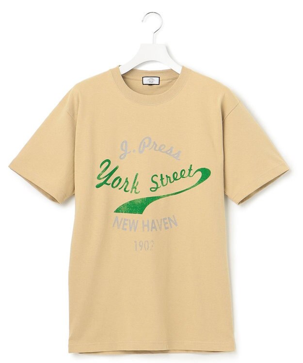 J.PRESS YORK STREET 【UNISEX】ロゴデザインプリントTシャツ ベージュ系