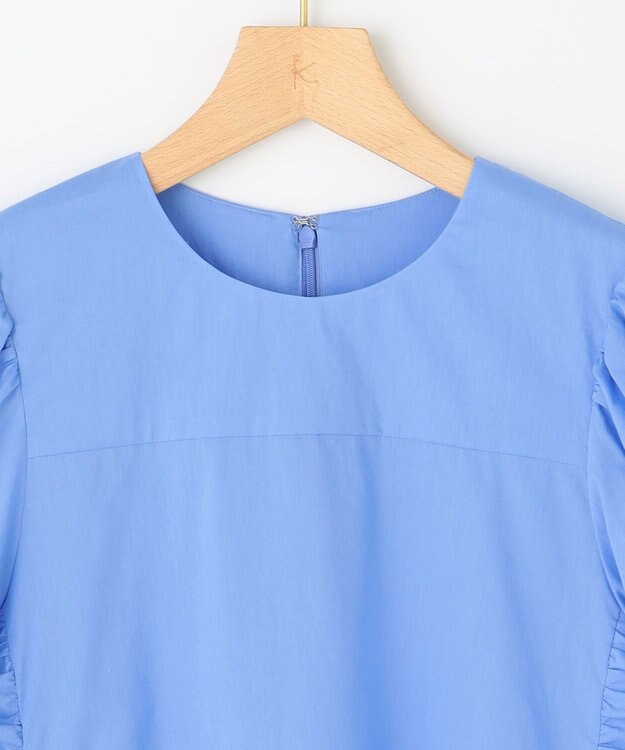 組曲 L コットンローン ボリュームスリーブブラウス ブルー系