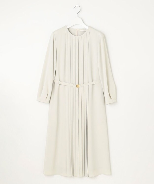 自由区 L 【19号サイズまで展開】ライトサテン ワンピース ベージュ