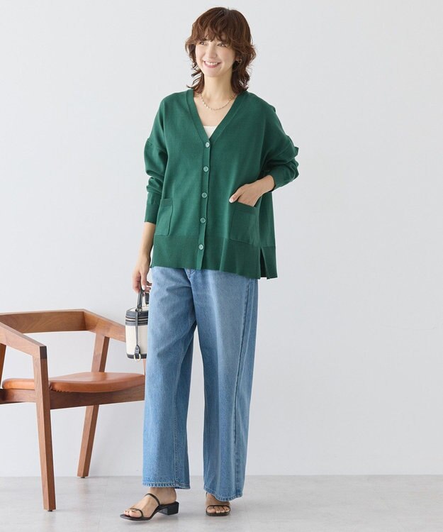 AMERICAN HOLIC バイパチVネックルーズカーディガン Green