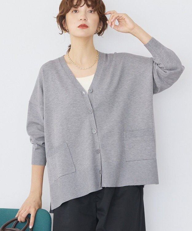 AMERICAN HOLIC バイパチVネックルーズカーディガン Gray Mixture