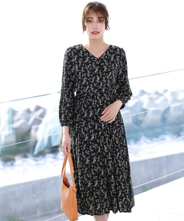 Tiaclasse 【洗える・新色追加】パフスリーブプリーツワンピース ブラックFL