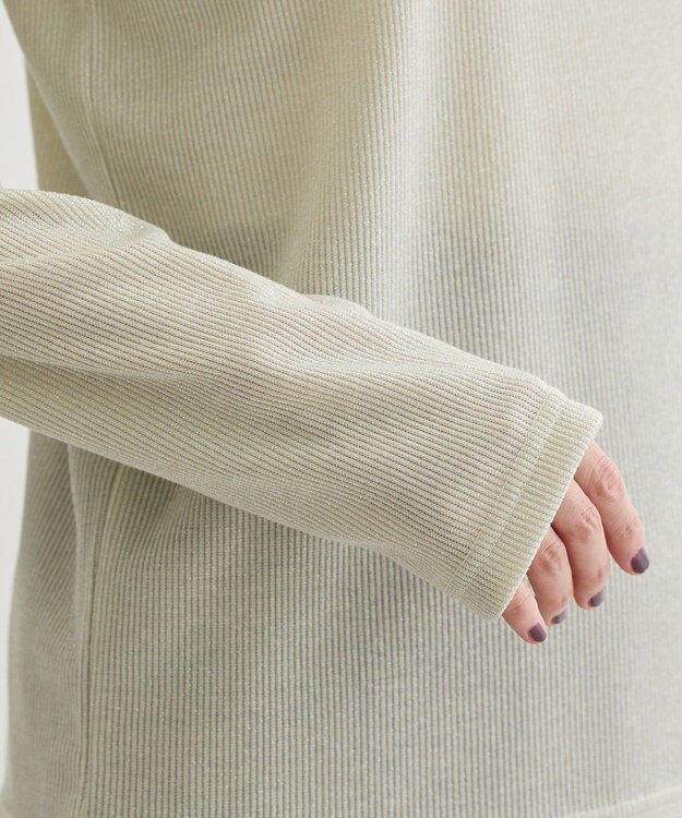 Green Parks ラメリブタートルプルオーバー Light Beige